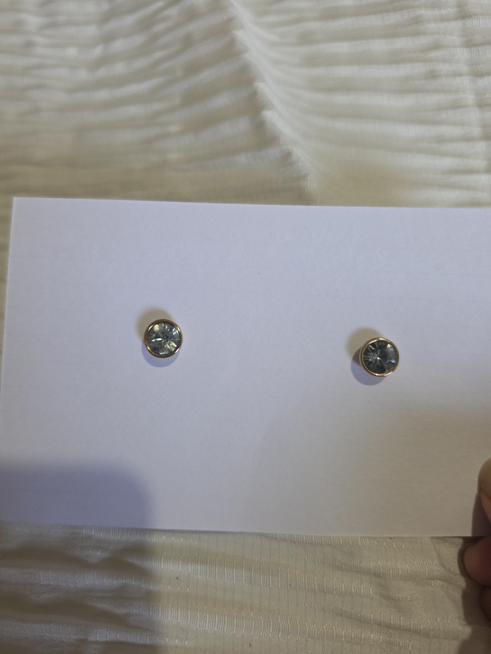 Gold-Trim Blue Crystal Stud Earrings - Women Jewelry